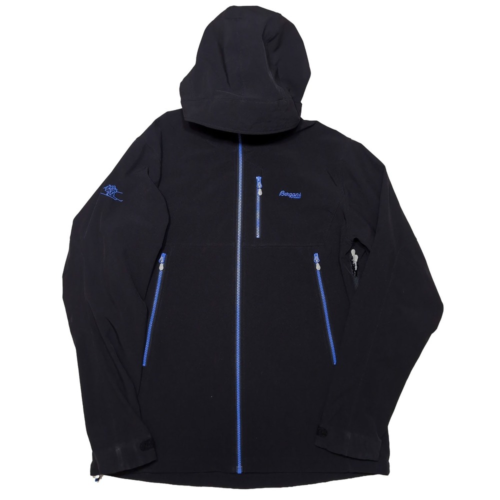BERGANS OF NORWAY Stegaros Jacket Mens XL Black Excellent Softshell Hooded 7040